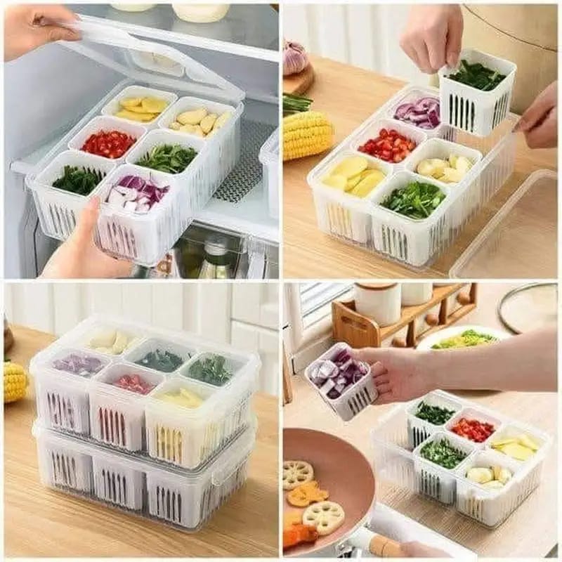 6 Grid Refrigerator Storage Box