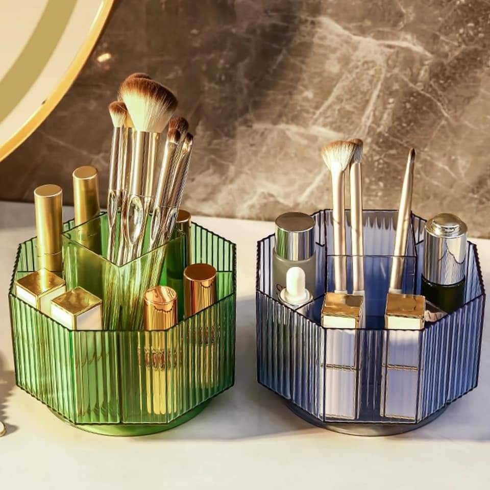 360° Rotating Acrylic Cosmetic Brushes Organizer