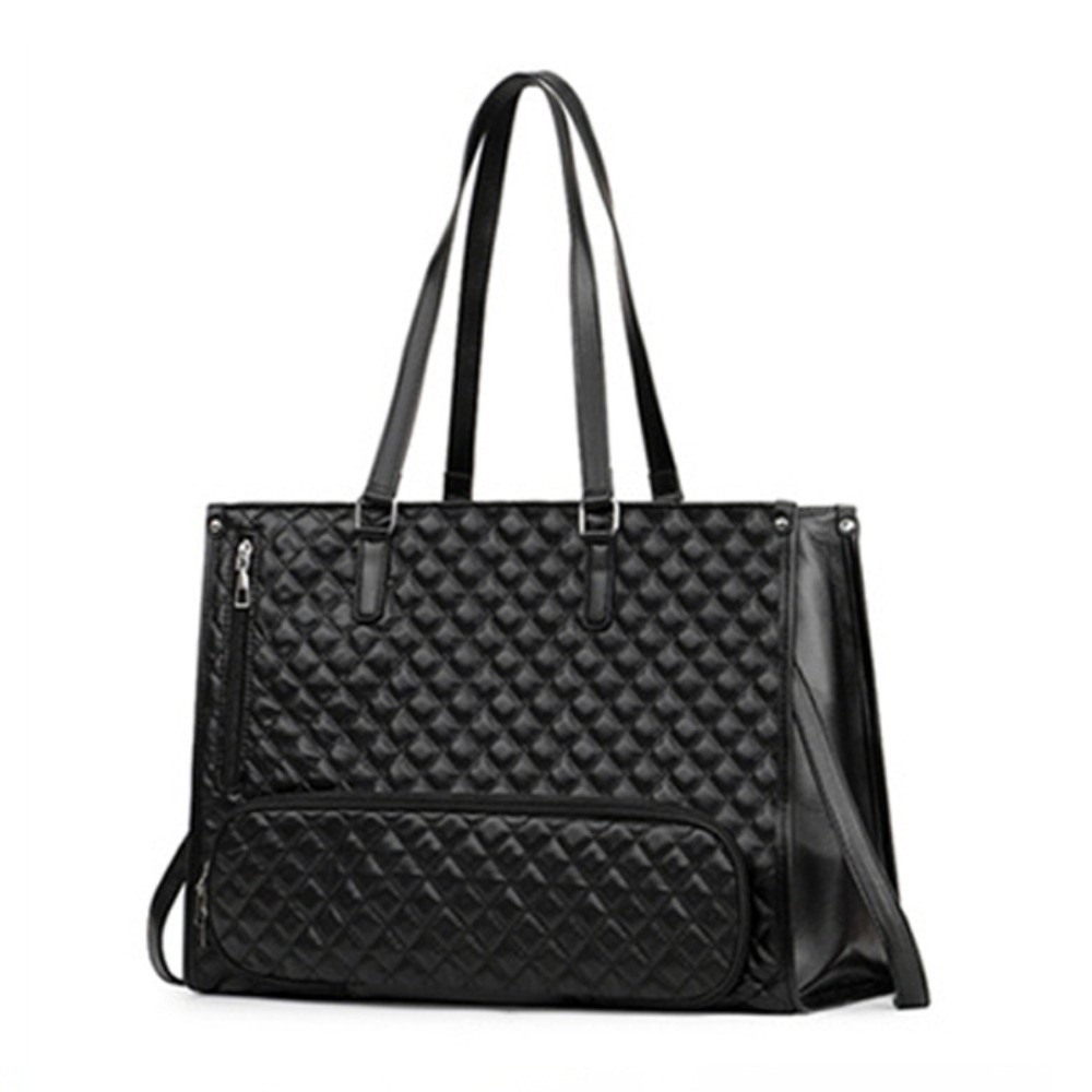 Black Quilted Laptop Tote Bag
